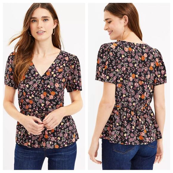 LOFT Floral Wrap Blouse - Size XS - Picture 1 of 7